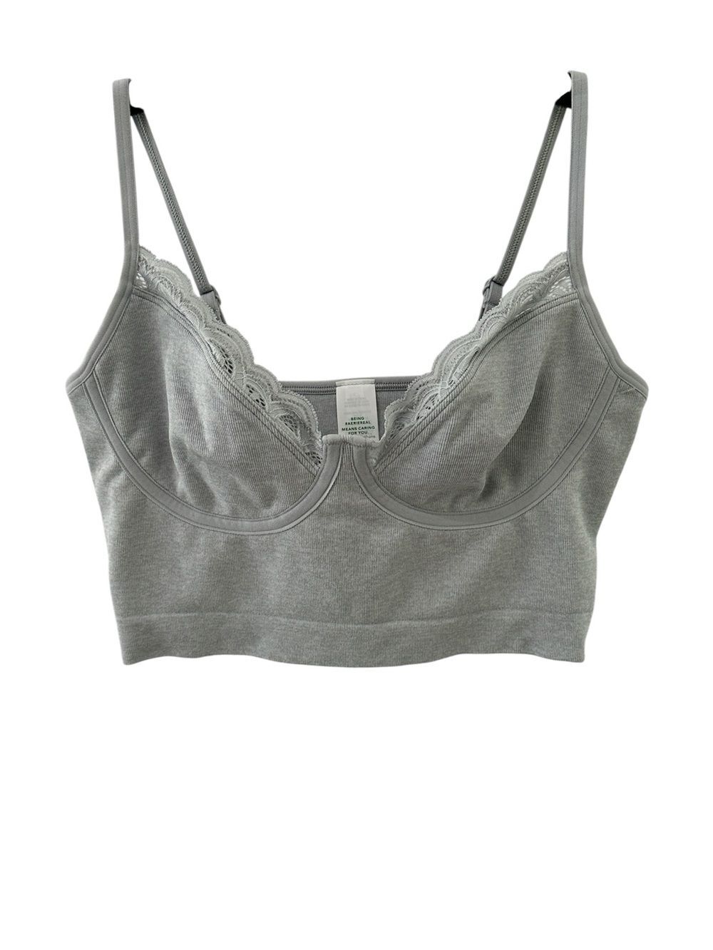 Aerie Superchill Seamless Corset Tank Top Longline Bra NEW Gray Size Small